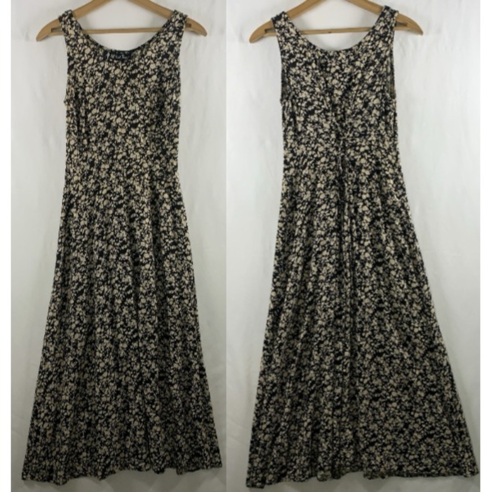 VTG 90s Micro Floral Corset Lace Up Back Midi Dress Size XS Cottage Soft Grunge